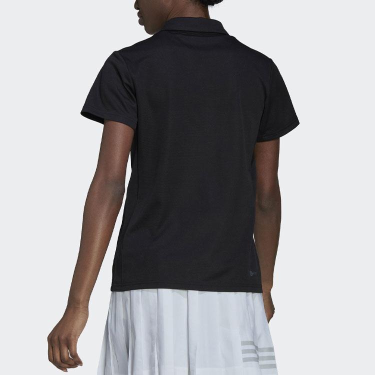 Adidas Solid Color Logo Polo Shirt Women Tops Black HI5687