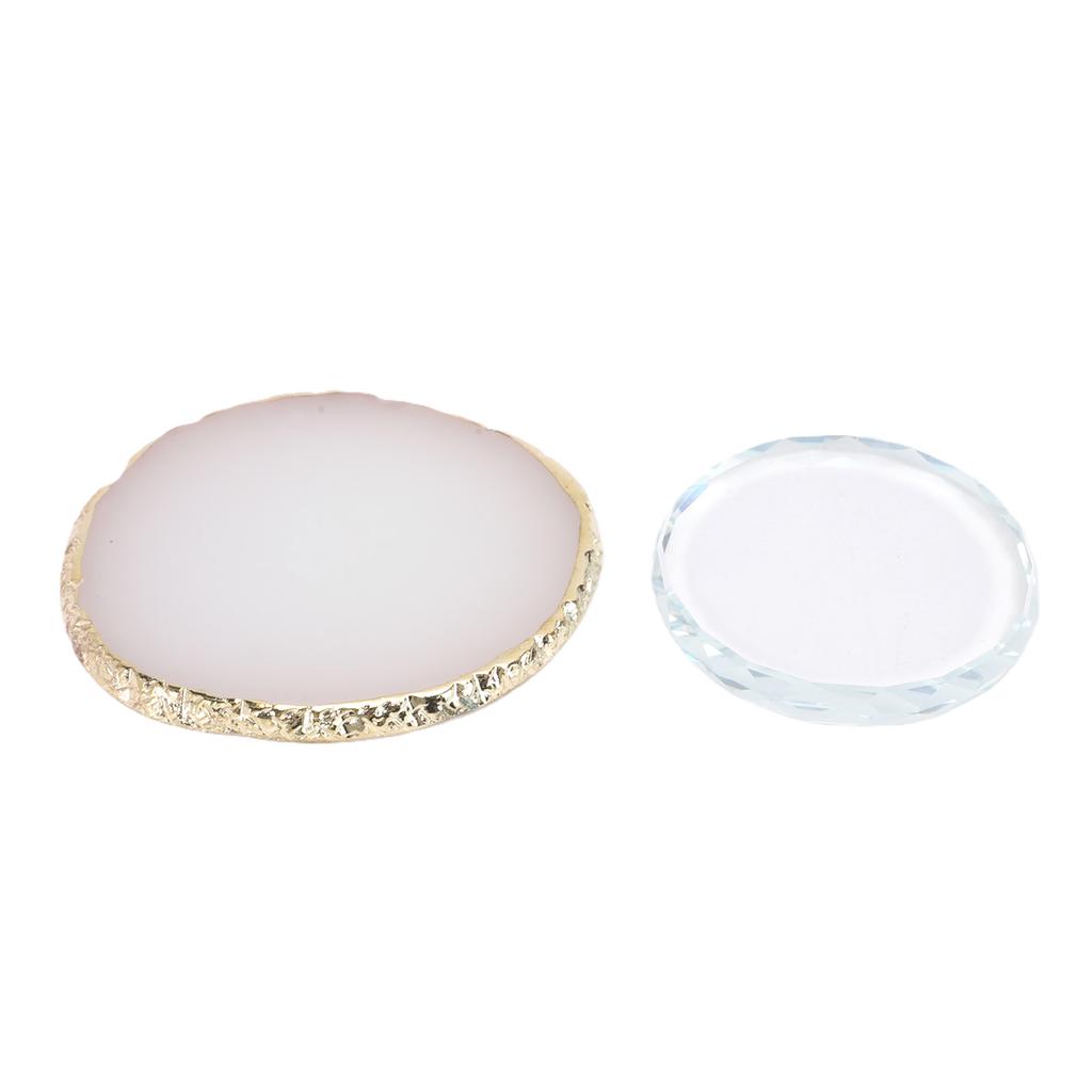 Nail Art Polish Palette Glass Resin Gilded Edges Nail Art Makeup Mixing Tray for Nail Salon DIY Enthusiasts 2pcs