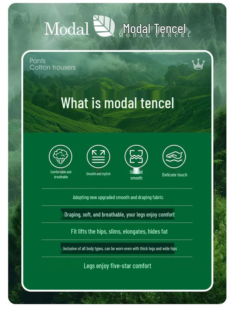 2025 Women's Elastic Waist Slim Fit Wide Leg Draping Casual Pants for Spring & Autumn