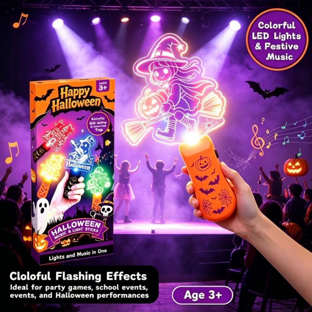 Halloween Lamp LED Glow Sticks with Sound Santa Claus Mini Handheld Night Lights Christmas Party