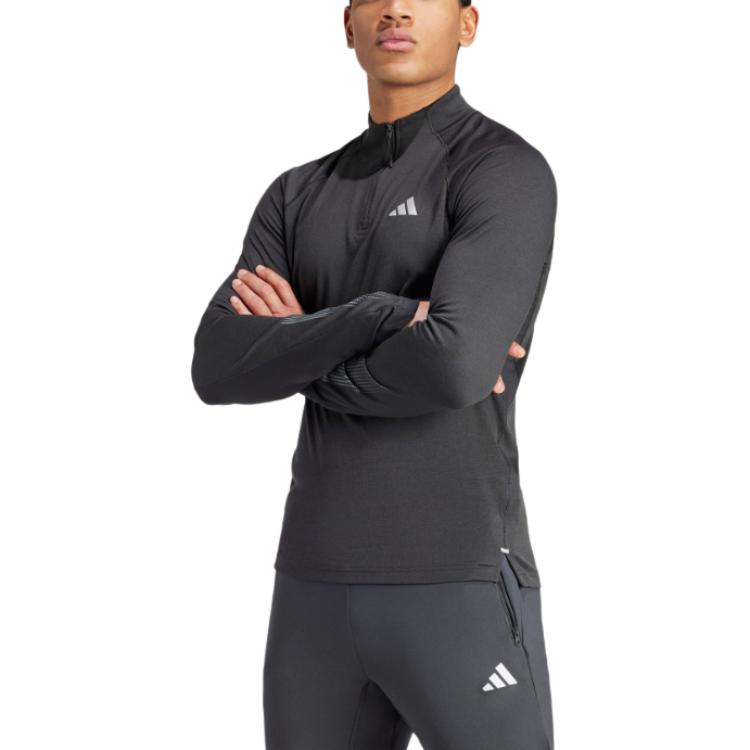 adidas Gym+AEROREADY BRANDLOVE 1/4 ZIP SHIRT T Shirt Men's Black IN5577