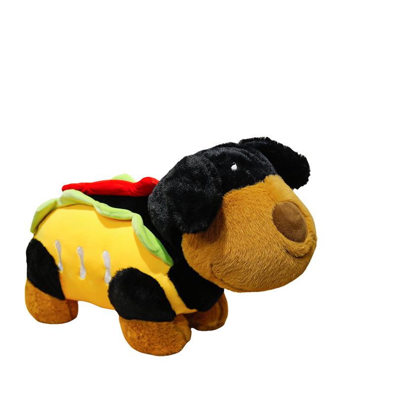 New cute hot dog burger dog plush toy comfortable long dog throw pillow doll grab machine exchange