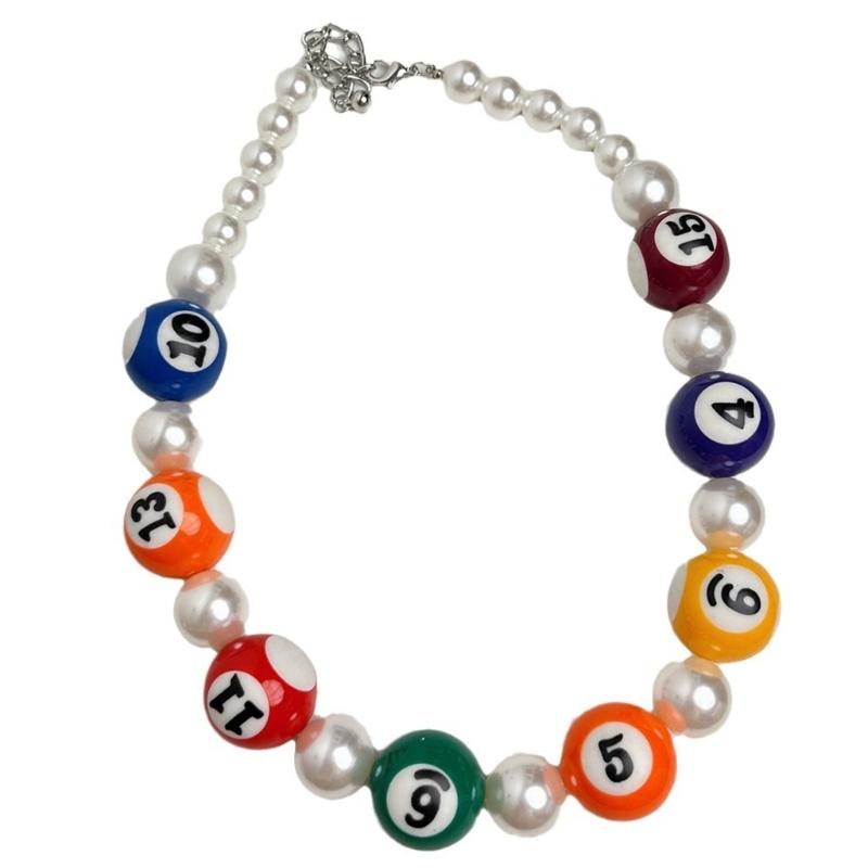 

Bold Colorful Billiard Necklace Adjustable Chain For Casual Parties Festivals Unique Statement 1