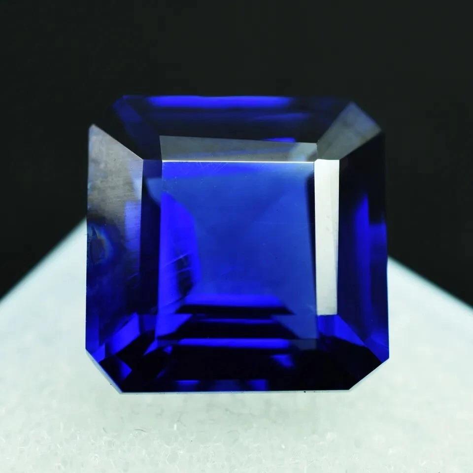 20 Ct Blue Sapphire AAA Square Flawless Certified Loose Gemstone