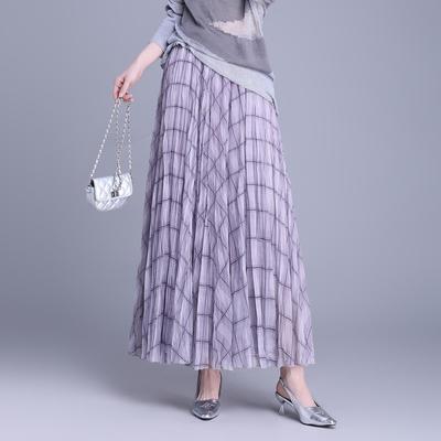 Korean Style Plaid A-Line Gauze Skirt - Spring/Summer 2026
