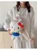 Hello Kitty Cat Plush Cartoon Backpack For Girls Casual Travel Soft Material