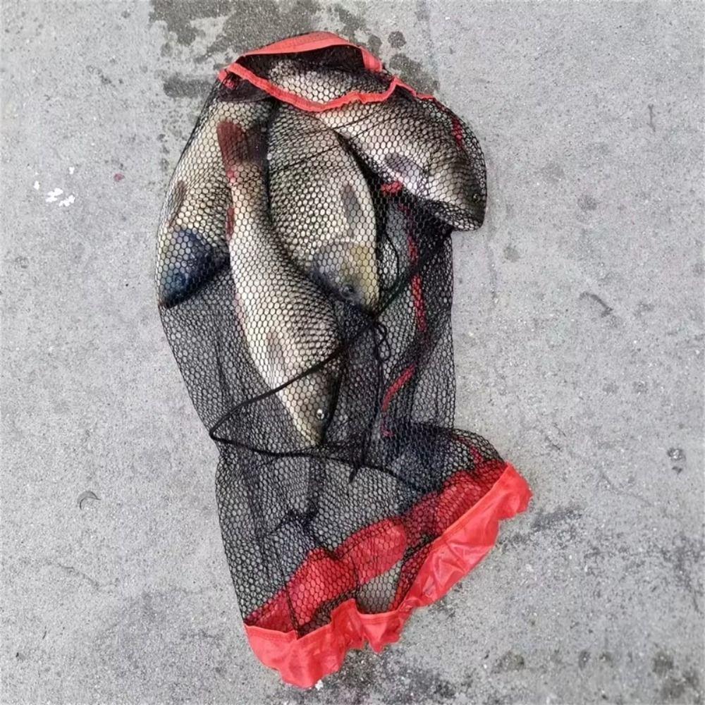 Foldable Fishing Net Bag Small Grid Fishing Gear New Mesh Drawstring Bag  Fishing Supply