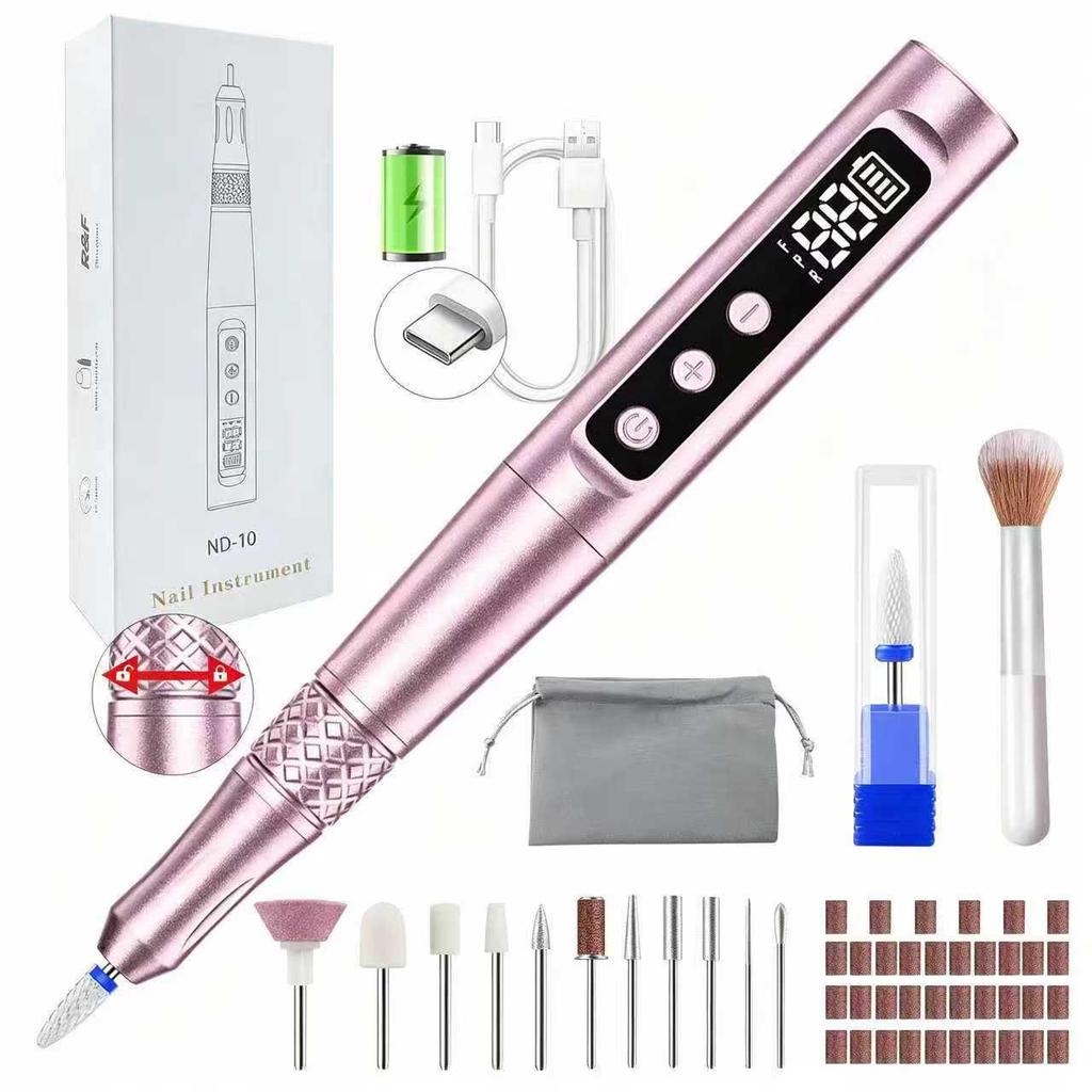 Portable 35,000 RPM Electric Nail Grinder - Rechargeable Professional Nail Art Tool Set
