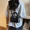 Glossy PU Handbag Women Fashion Mini Shoulder Bag Classic Oval Shape Crossbody Tote Bag