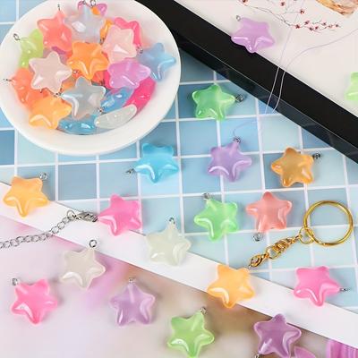 10/30/50 adet ışıklı yıldız boncuk, ışıklı yıldız boncuk hazine boncukları, ışıklı yıldız kolye uçları, kendin yap bilezikler, kolye aksesuarları