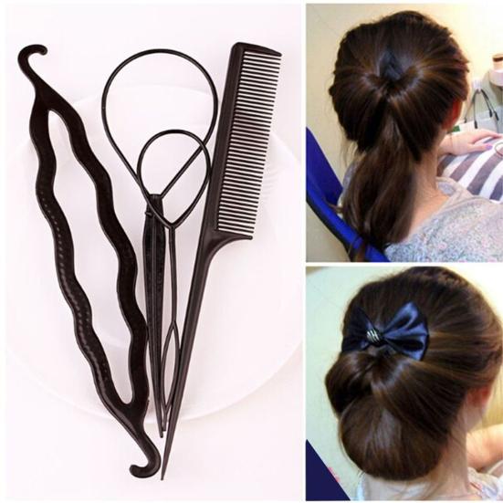 4Pcs Braid Ponytail Bun Maker Comb DIY Hair Styling Set