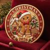 Langlebige Metall-Feiertagsmarken 2026 Weihnachtsmünze, Gedenk-Souvenir mit geprägten dekorativen Legierungsornamenten Weihnachtsmann/Lebkuchenmann/Schneemann/Elch,
