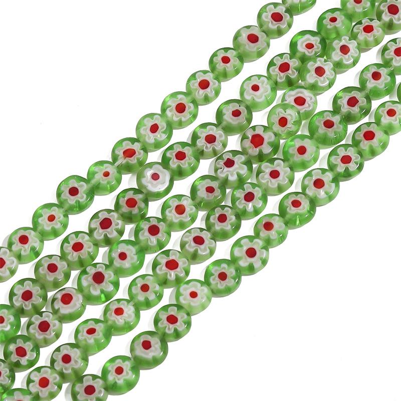 Thousand Flower Glazed Flat Beads for DIY Bracelets, Necklaces, and Earrings