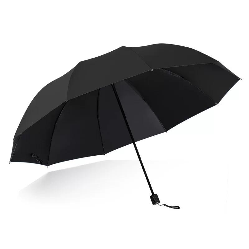 Men's and Women's Large Folding Umbrella, Dual-Purpose Sun and Rain Umbrella, Manual Opening, Black Coating for Sun Protection, Business Advertising