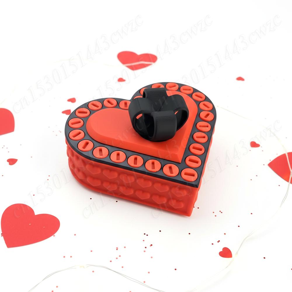Annoying Nested Screw Gift Box Reusable Multicolor 3D Printed Valentines Heart Shaped Prank Box for Christmas,Birthday Gifts Box