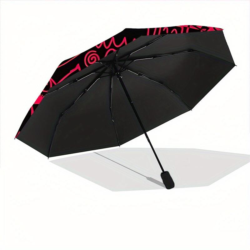 1pc Graffiti Art Automatic Open/Close Umbrella with Windproof, Functional Design, 8-Rib Sturdy Canopy, Durable Ribs,101