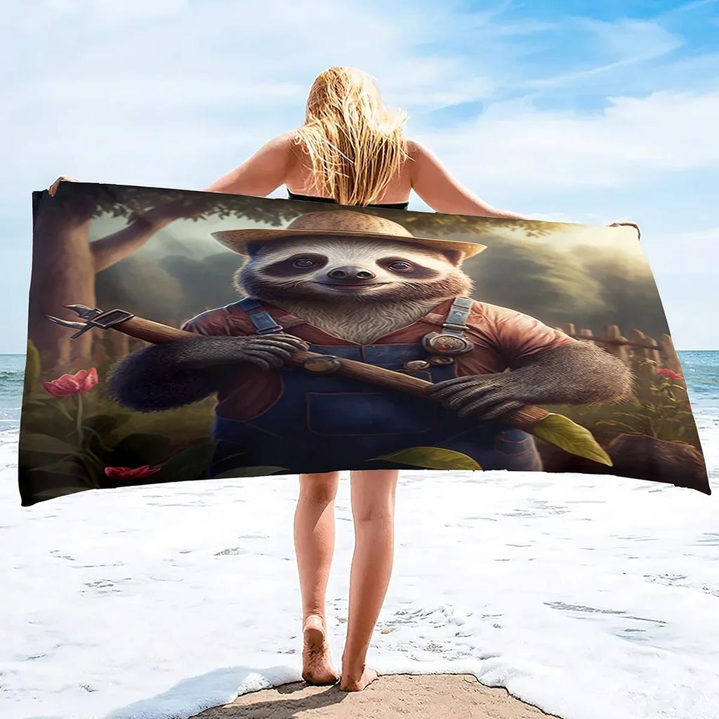 3D Strandlaken, Schattige Luiaard Tropische Bloemen Zachte Badlakens Zeer Absorberend Sneldrogend Bad Washandjes voor Hotel Spa Douchebadjas