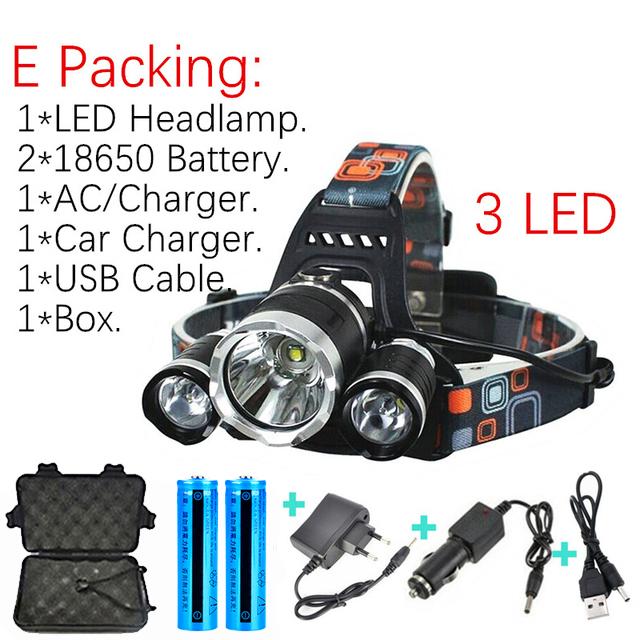 D2 Drop Shipping Rechargeable zoom led headlamp Fishing headlight Torch Hunting head lamp Camping Headlamp Flashlight head light