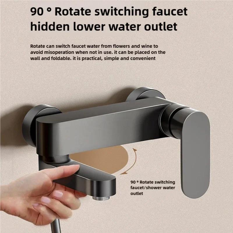 Hot and Cold Mixer Valve Bathtub Faucet Bathroom Faucets Wall Mounted Shower Faucet Brass Bathroom Decor Spout Bath Tap