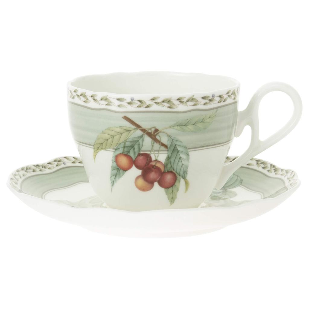 Noritake Orchard Garden Cup & Saucer Pair (for Coffee and Tea), 250cc, Microwave-Safe, Bone China, Set of 2, P97887/4911-12