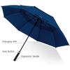 Sturdy Windproof Rainproof Automatic Open Umbrella with Double Canopy Construction(Dark Blue)