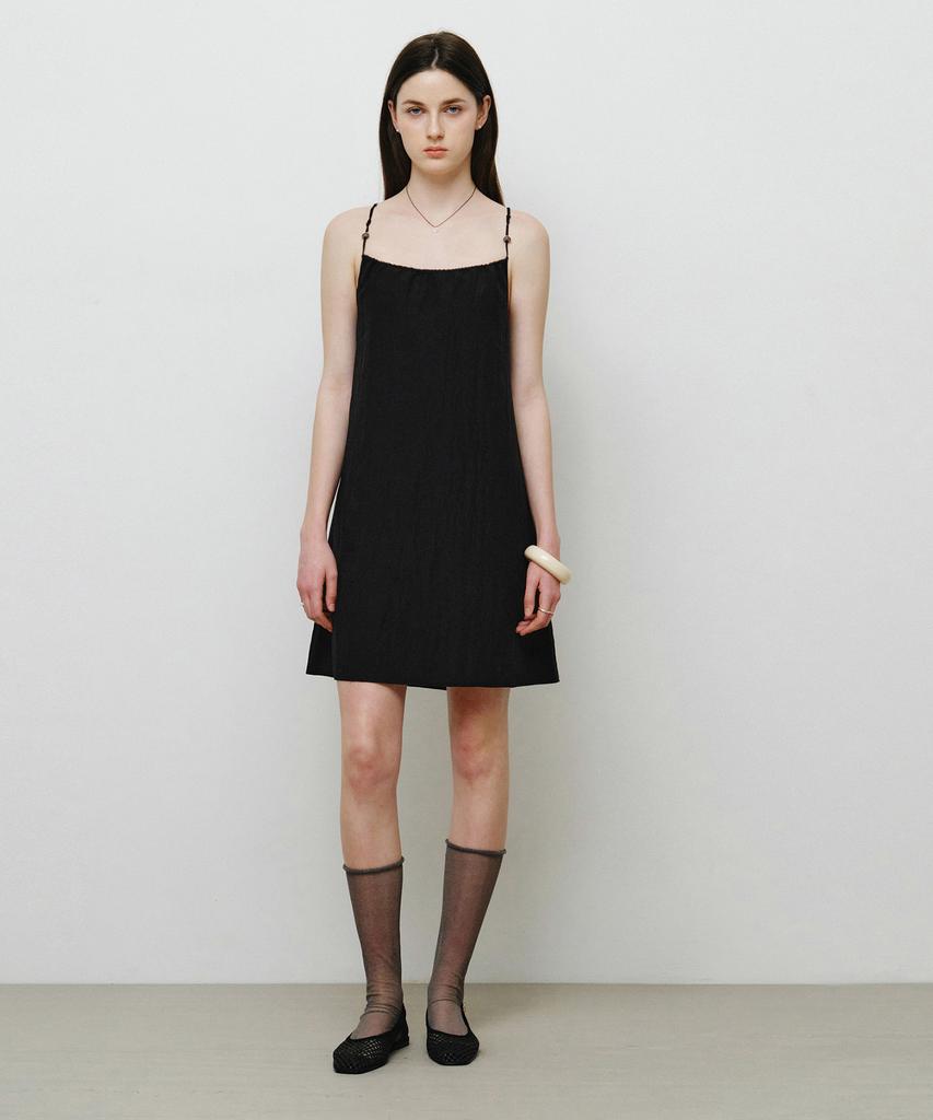 MONGDOL String Sleeveless Mini Dress Black Mdop055Black