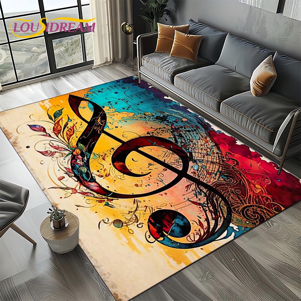 Note Music Colorful Musical Score Cartoon Dream Carpet Rug for Living Room Bedroom Home Sofa Decoration,Kid Non-slip Floor Mat