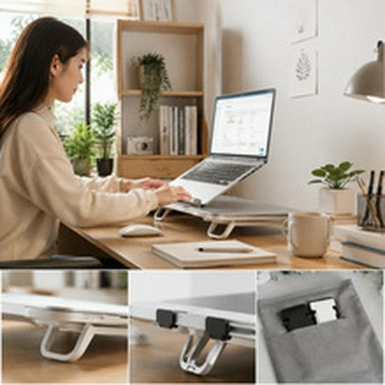 Folding Laptop Stand: Height Adjustable Mini Cooling Support for Desktop & Keyboard