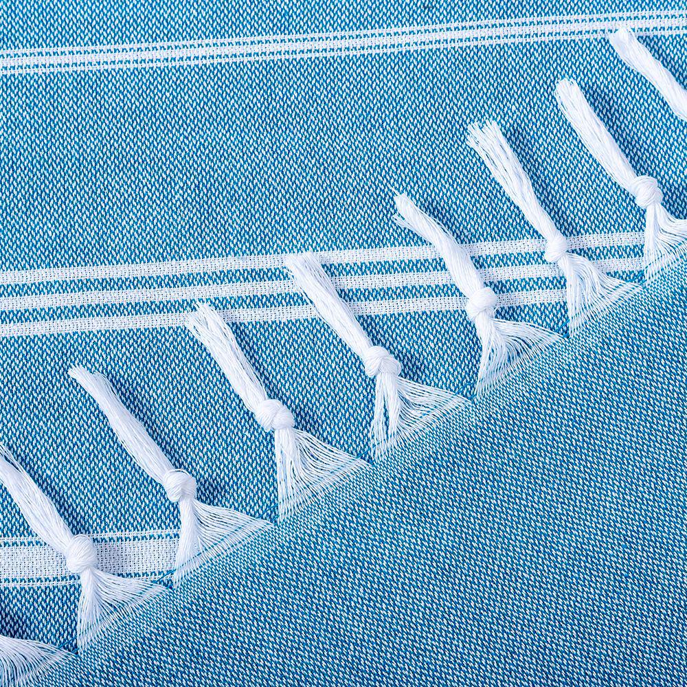 Cotton Striped Tassel Beach Towel with Invisible Zipper Pocket - Quick Dry & Absorbent