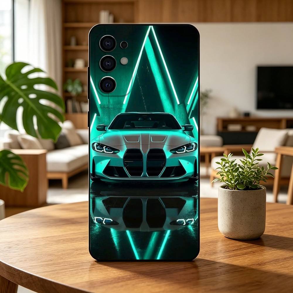 Cool Sports Blue-white Red Car-M4 CAR Phone Case For Samsung S25,S24,S21,S22,S23,S30,Ultra,S20,Plus,Fe,Soft Silicone Black Cover