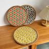 30/36cm Color Handmade Rattan Tray Round Heat-resistant Teapot Pad Hotel Home Decor Ethnic Style Dining Table Heat-insulate Pad