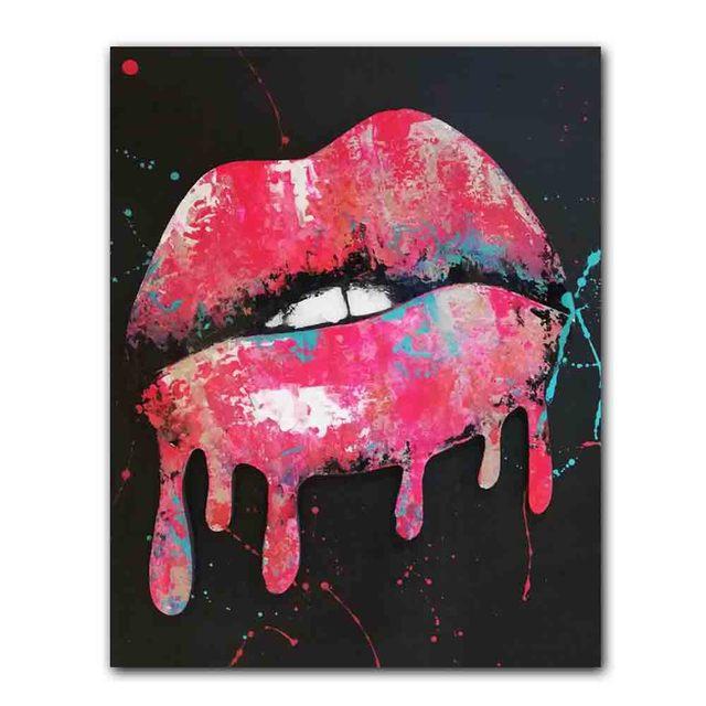 Nordic Graffiti Art Fashion Canvas Painting Sexy Lips Poster Office Wall Painting Living Room Bedroom Home Decoration Mural No Frame