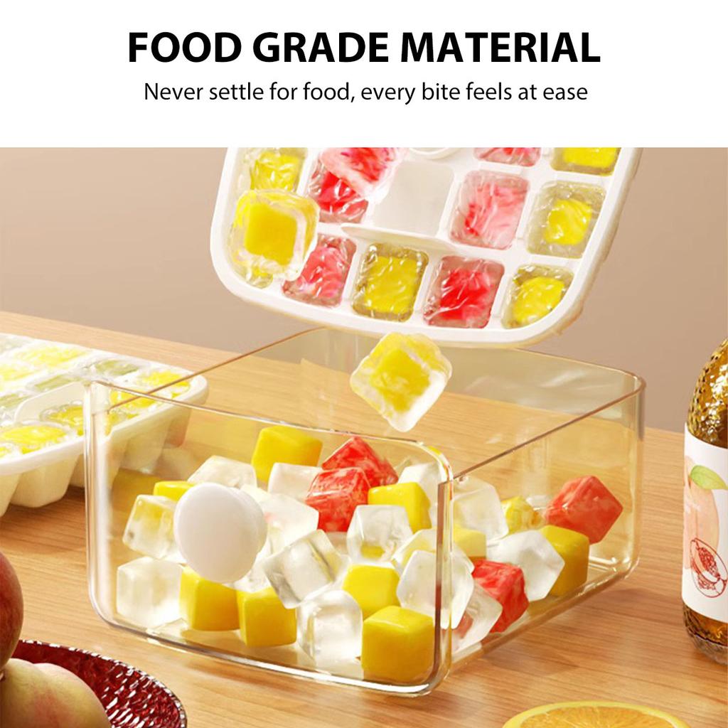 Press-to-Freeze Eiswürfelbehälter Eiswürfelform Eiskugelbereiter Zuhause Großvolumiges Lebensmittelgeeignetes Eisaufbewahrungswerkzeug 48 Fächer