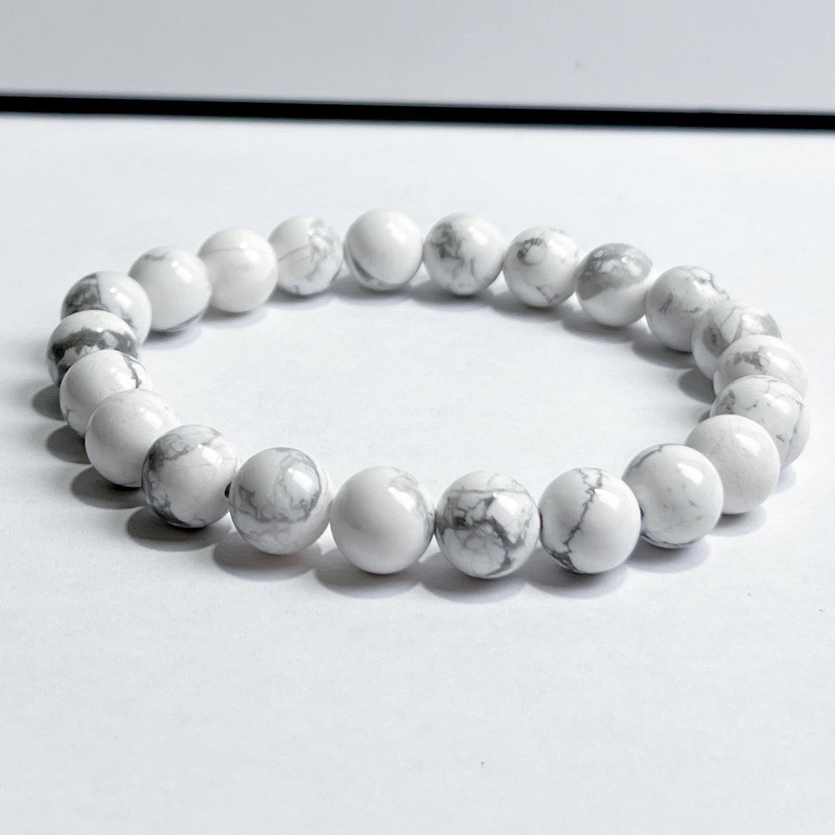 

Vintage Style 8mm Round Beaded Stretch Bracelet Elastic Cord Handmade Natural Stone Bead Strand Unisex Jewelry Accessory for Daily Wear One Size