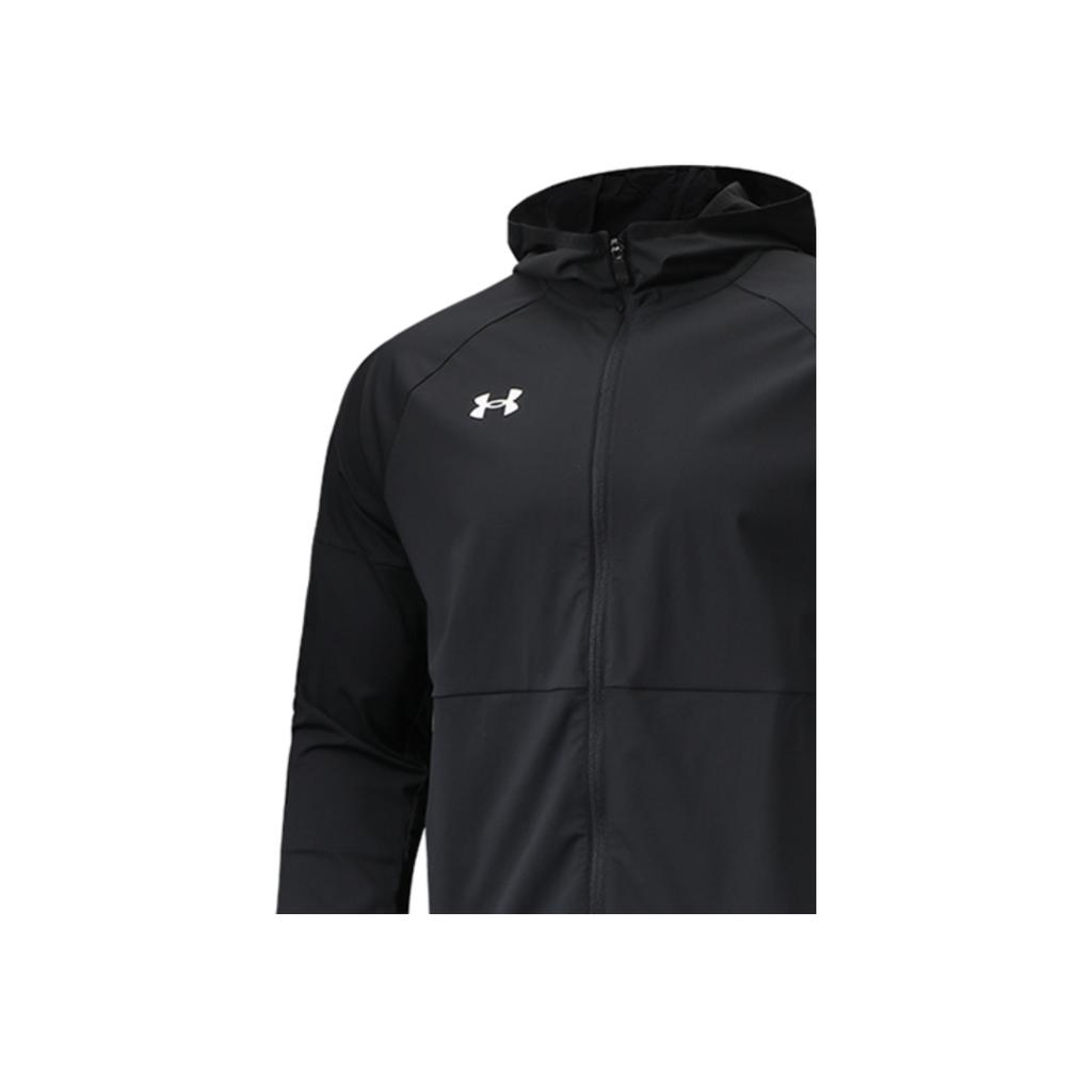 Under Armour SS22 Casual Sports Solid Color Breathable Hooded Knitted Jacket Men Jacket Black 22500404-001