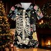 Women's Halloween V-Neck Short Sleeve Printed Caregiver Uniform Top with Pockets