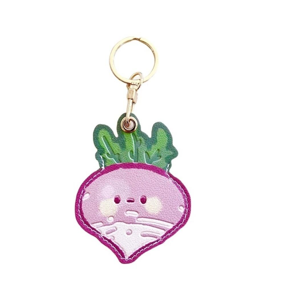 Leather Fruit Key Chain Anti-lost Access Card Holder Cute Bag Pendant  Bag Charm