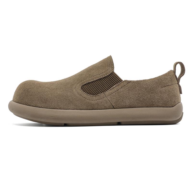 

Simple Premium High Quality Suede Loafers Handmade Men s Casual Shoes Slip on Flats Comfortable Soft Sole Non-slip Outdoors Shoe 46 хаки