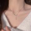 Diamond-Encrusted Wheat Ear Necklace Design Sense Lucky Tassel Long Leaf Pendant Collarbone Chain