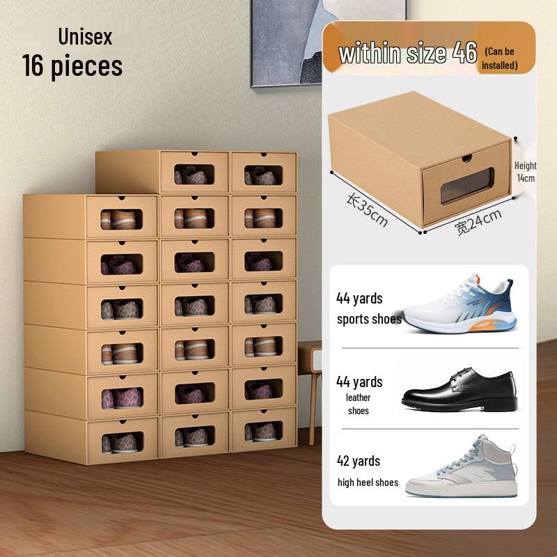 Schuhregal: Platzsparende transparente Kraftpapier-Aufbewahrungsboxen