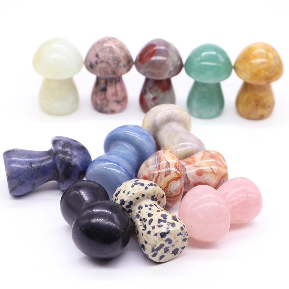 1.5" Natural Crystal Mushroom Gem Quartz Mushroom Mineral Healing Reiki Home Decoration Diy Crafts Gift Aquarium Stone