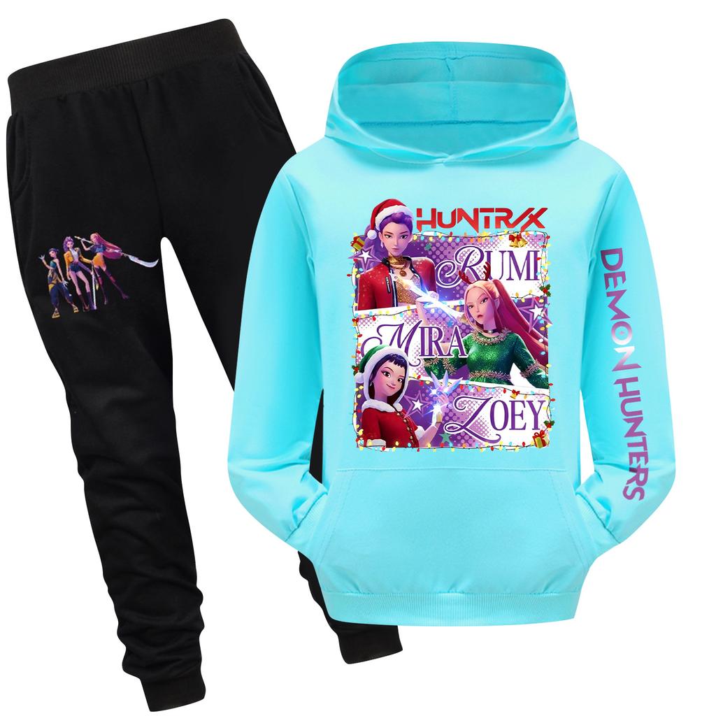 Children's Hooded Top And Pants Two-piece Tracksuit Set Long-sleeved Printed Sweatshirt Set