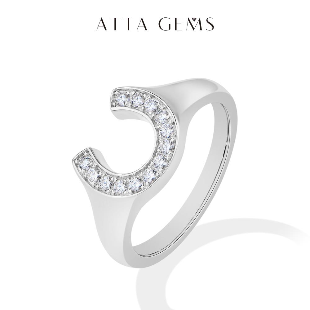 

ATTAGEM Horseshoe Shaped Synthetic Moissanite Rings for Woman Men 925 Silver Ring Engagement Fine Jewelry Gift for Her 5&925 Sterling Silver