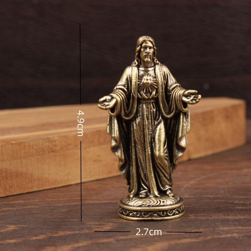 Handgefertigte Messing-Götterstatue im Vintage-Stil, Desktop-Dekor, kreatives grenzüberschreitendes Handwerkskunstwerk, kleine Kupferfigur, Heimschmuck