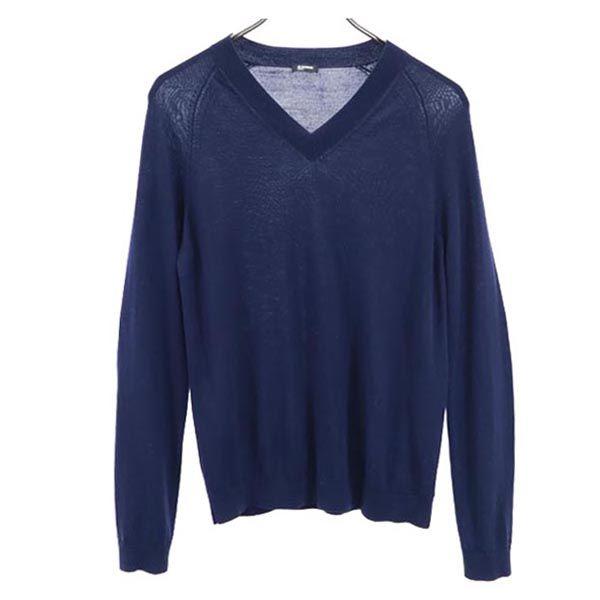 JIL SANDER NAVY wool Long sleeve V neck knit M Zen system sweater Women Used