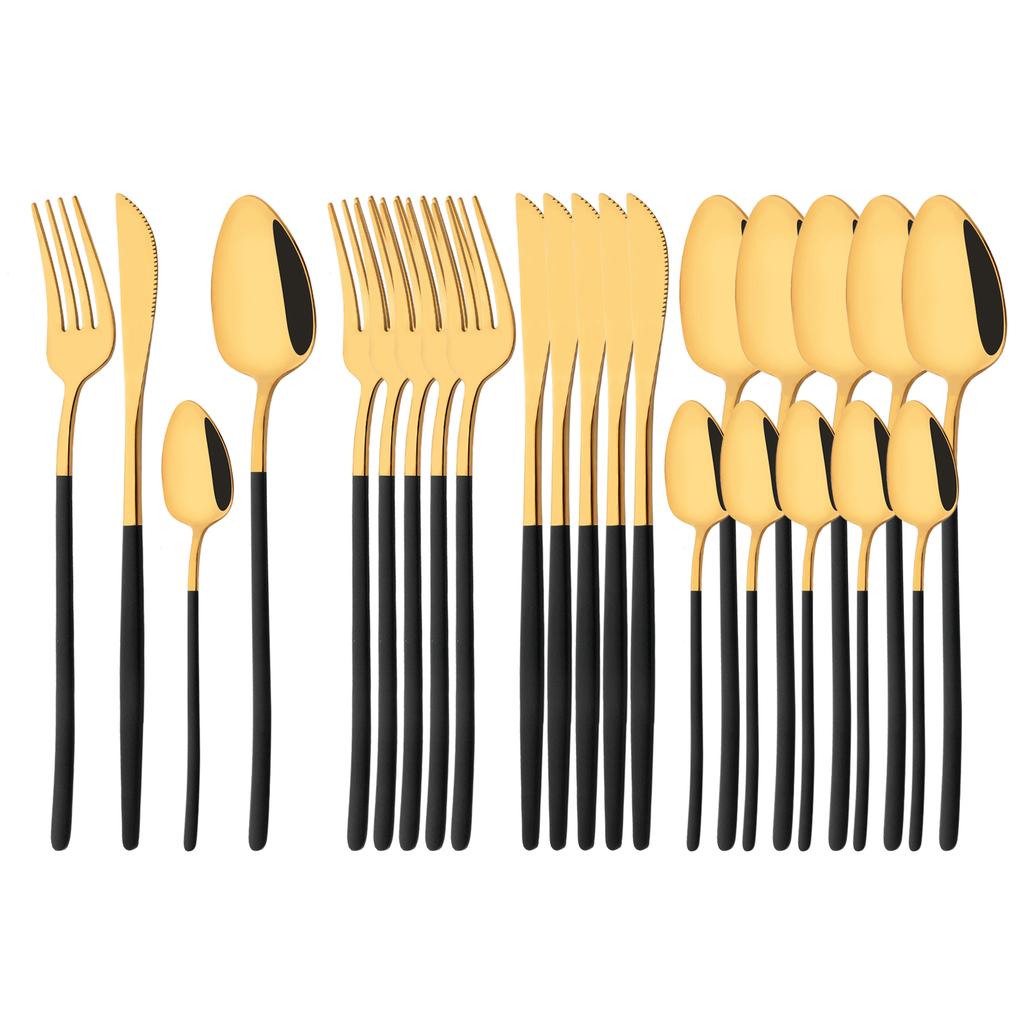Rainbow 18/10 Stainless Steel Dinnerware Set Kitchen Flatware Tableware Sets Knife Fork Spoon Tea Spoon Cutlery Set Service for 6