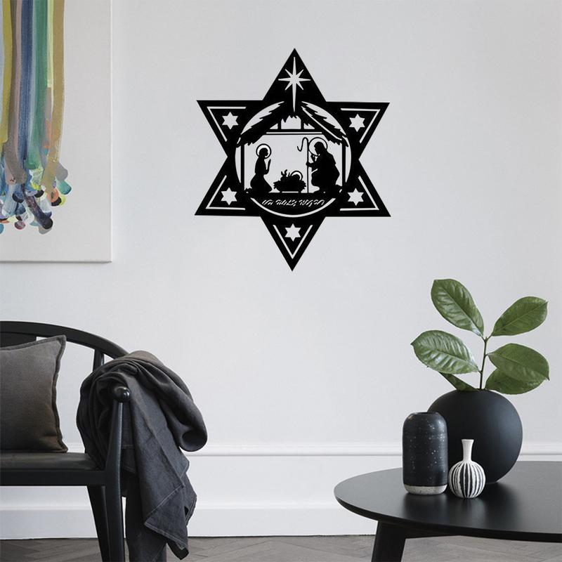 Nativity Metal Sign Metal Nativity Scene Wall Sculpture Exquisite Holy Family Nativity Scene Iron Wall Art For Home