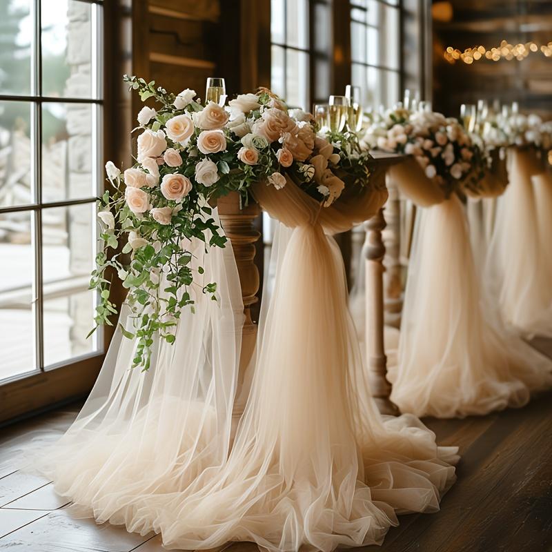 

1 шт. Свадебная сетчатая занавеска, свадебное украшение, прозрачные занавески для фона, свадебные шторы, потолочное украшение 0,75x6 м, 0,75x8 м 0.75x8m шампанского