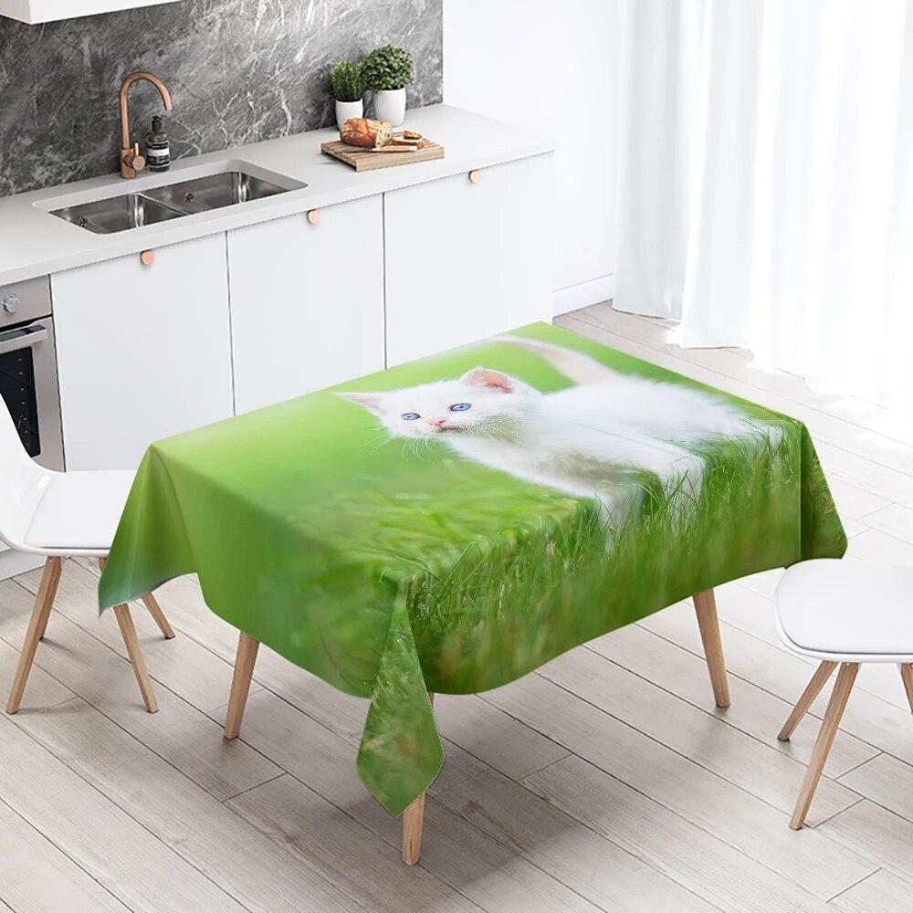 Cute Cat Tablecloth Party Restaurant Table Decoration Waterproof Rectangular  Kawaii New Home Kitchen
