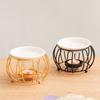 Decorative Essential Oil Burners with Hollowout Design and Ceramics Bowl Tealight Candle Holder Aromatherapies Diffuser